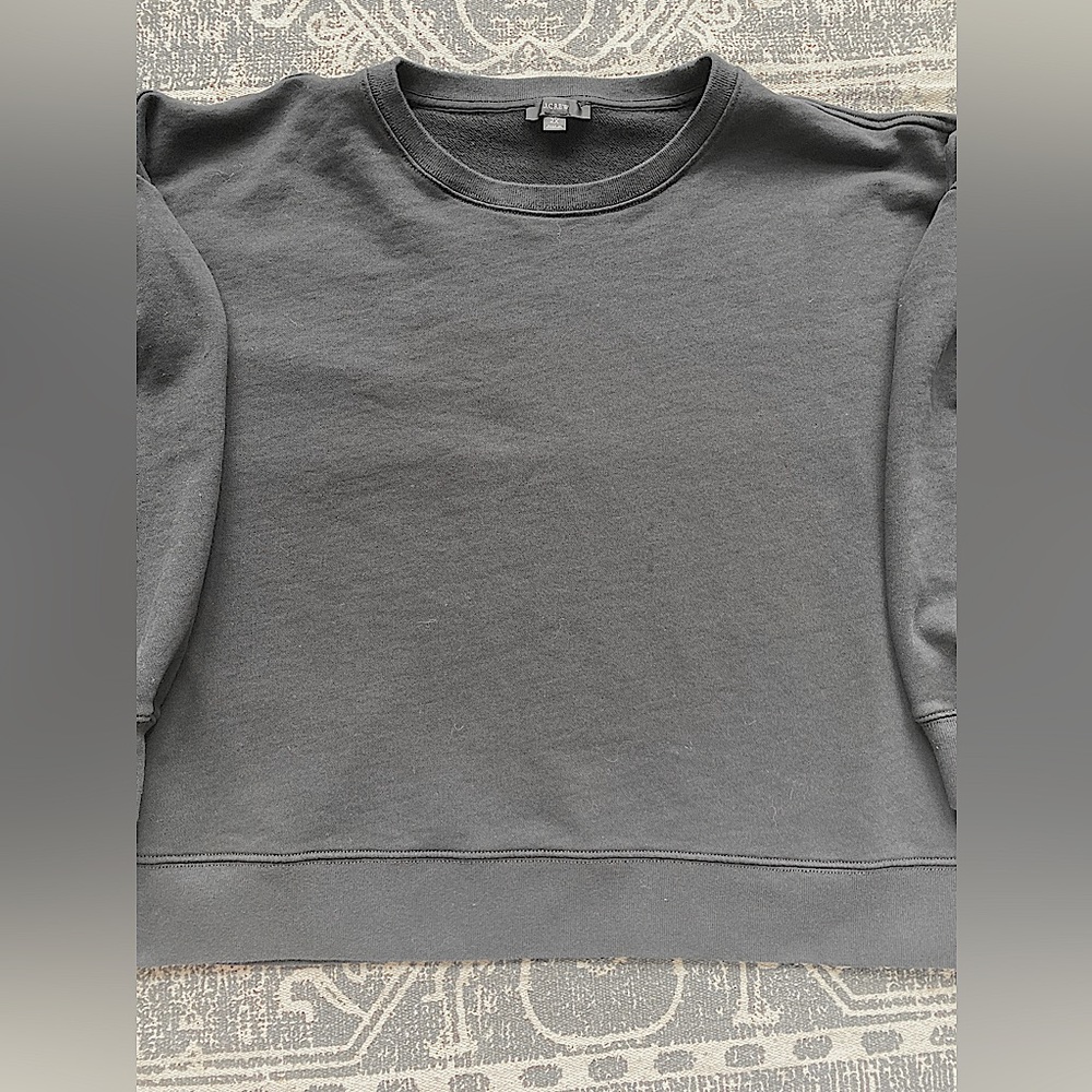 J. Crew Black Drop Shoulder Relaxed Puff Sleeve Crewneck Sweatshirt: Size 2X